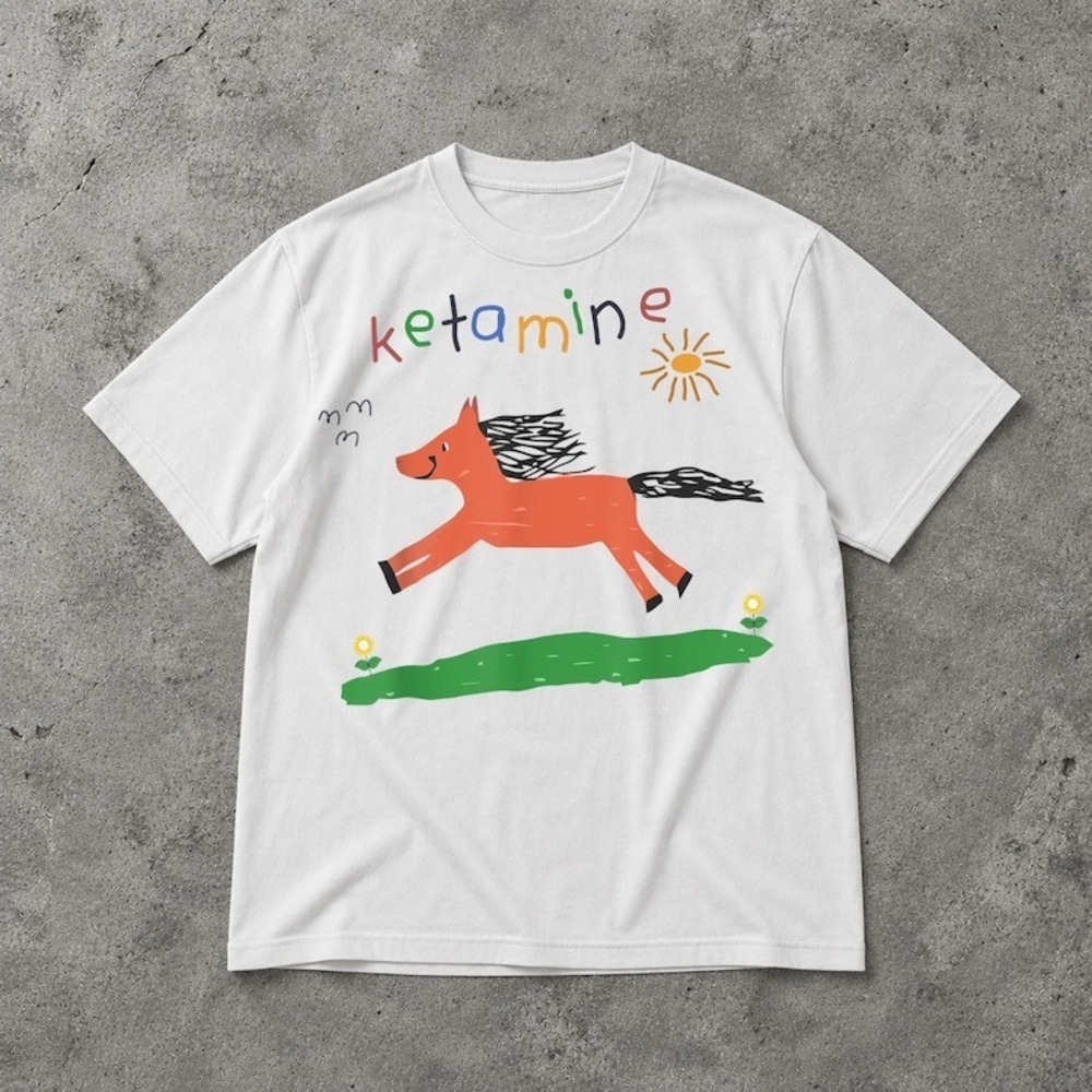 Ketamine Horse T Shirt, Funny Chaotic Horse Meme Graphic Tee - Picture 1 of 4